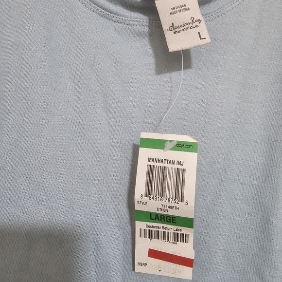 NWT American Rag cie Light Blue Sweatshirt with Lace Detail, Size L - Picture 2 of 4